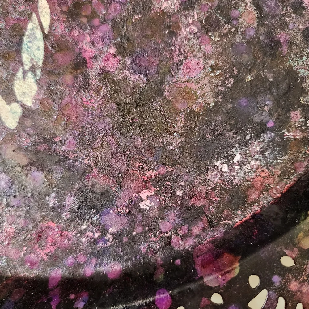 HANDCRAFTED Upcycled Metal Tray HANDPAINTED Tabletop Art Decor Floral Artwork